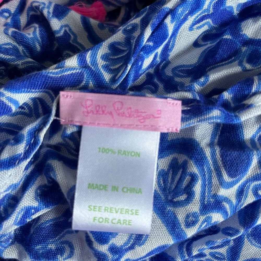 Lilly Pulitzer Riley Infinity Loop Scarf with Pink Tassels - Picture 5 of 5
